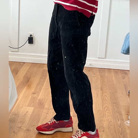 Black Corduroy Straight Fit Pants - Picture 2 of 4